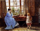 Virgin And Child in an Interior Paintings - A Mother And Child In An Interior by George Goodwin Kilburne
